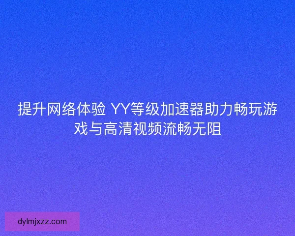提升网络体验 YY等级加速器助力畅玩游戏与高清视频流畅无阻