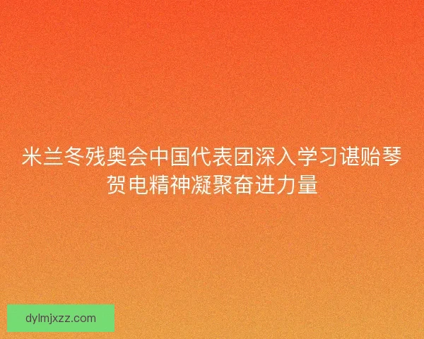 米兰冬残奥会中国代表团深入学习谌贻琴贺电精神凝聚奋进力量